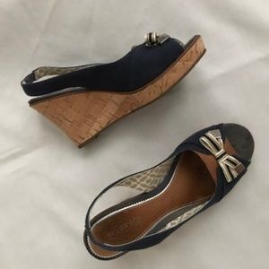 Sperry cork wedges - Navy slingback